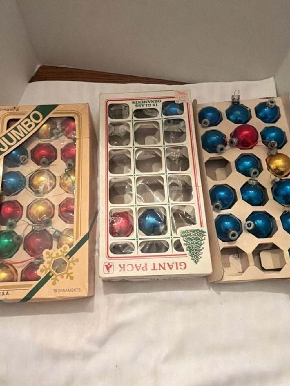 Pyramid Jumbo Glass Christmas Ornaments Vintage Assorted Lot
